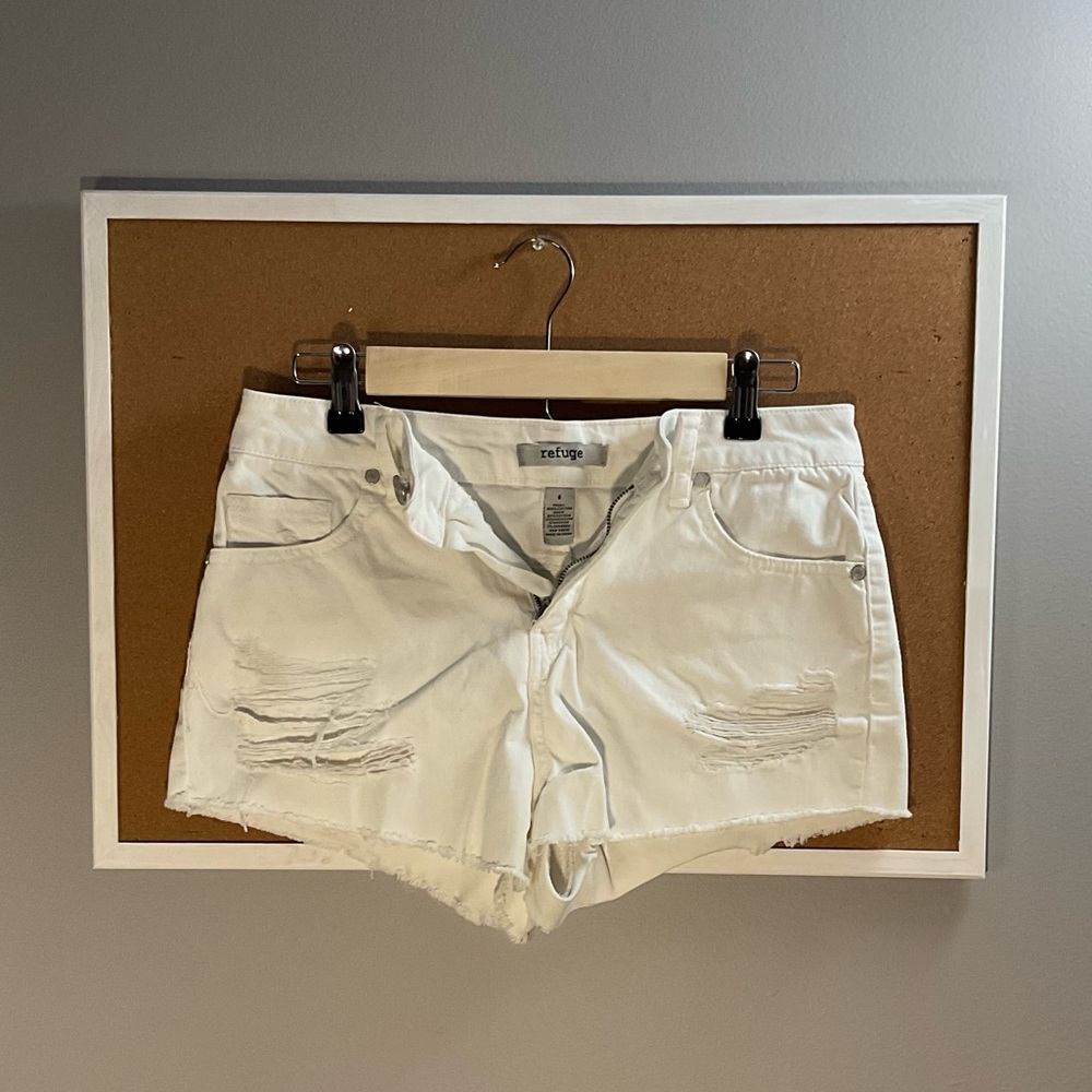 Refuge - White Jean Shorts